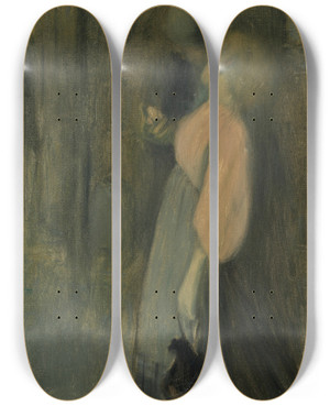 Triptych art skateboard deck of Thophile Alexandre Steinlen The Kiss by Theophile Alexandre Steinlen (1859-1923)