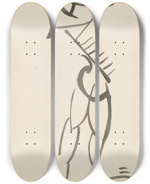 Triptych art skateboard deck of Henri Gaudierbrzeska Dancing Figure_8 by Henri Gaudier-Brzeska (1891-1915)