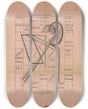 Triptych art skateboard deck of Francis Picabia Molculaire by Francis Picabia (1879-1953)