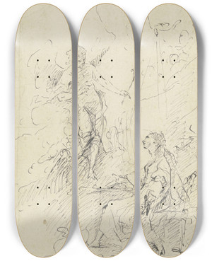 Triptych art skateboard deck of Christian Wink The Annunciation by Christian Wink (1738-1797)