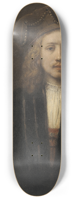 Follower of Rembrandt van Rijn - Young Man in a Pearl-trimmed Cap 8.25 inch art skate deck