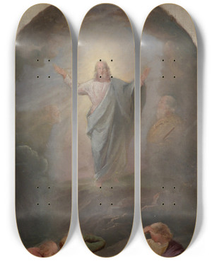 Triptych art skateboard deck of Berndt Abraham Godenhjelm Glory Of Christ by Berndt Abraham Godenhjelm (1799-1881)