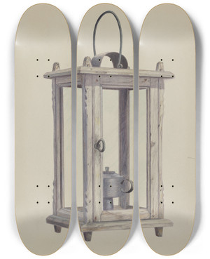 Triptych art skateboard deck of Earl Butlin Lantern by Earl Butlin