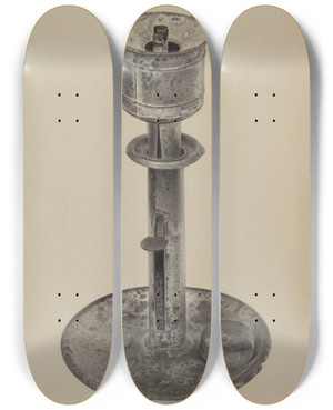 Triptych art skateboard deck of Amelia Tuccio Candlestickwhale Oil Lamp by Amelia Tuccio (20-)