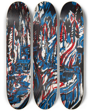 Triptych art skateboard deck of Albert Mller Sertigtal_2 by Albert Muller (1897-1926)