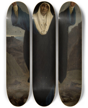 Triptych art skateboard deck of Pierre Fritel Mater Dolorosa by Pierre Fritel (1853-1942)
