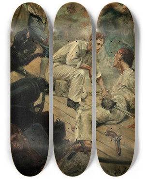 Triptych art skateboard deck of William Herbert Dunton Nelsons Yankee Boy by William Herbert Dunton (1878-1936)