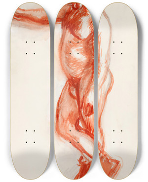 Triptych art skateboard deck of Magnus Enckell Seisova Alaston Mies Luonnos by Magnus Enckell (1870-1925)
