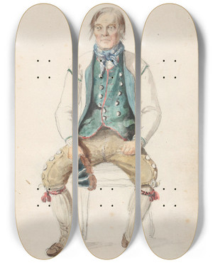 Triptych art skateboard deck of Adolph Tidemand Niri Knutson Vangestad Flesberg by Adolph Tidemand (1814-1876)