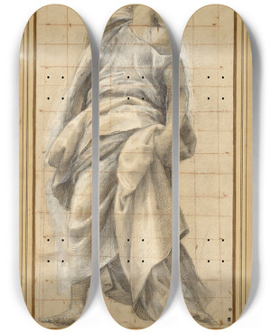 Triptych art skateboard deck of Bernardino Gatti Study Of An Apostle by Bernardino Gatti (1495-1575)