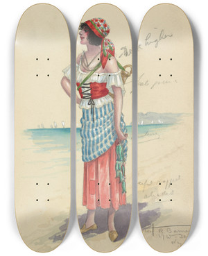 Triptych art skateboard deck of Will R Barnes A11Fisher Girlsact Iii by Will R Barnes (1939)