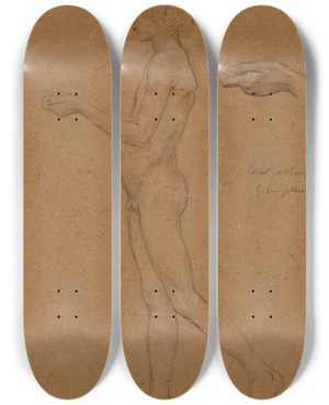 Triptych art skateboard deck of Lucolivier Merson Adolescent by Luc-Olivier Merson (1846-1920)