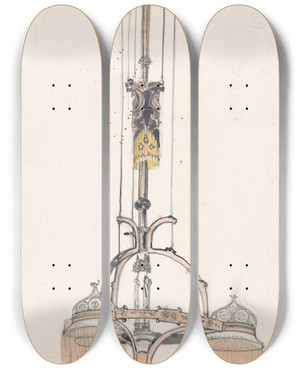 Triptych art skateboard deck of Carel Adolph Lion Cachet Ontwerp Voor Een Bascule Lamp by Carel Adolph Lion Cachet (1864-1945)
