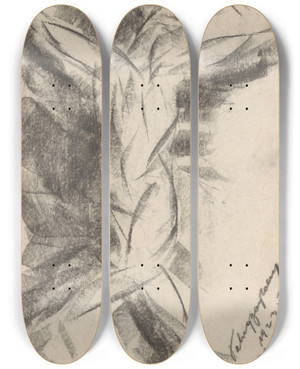 Triptych art skateboard deck of Zolo Palugyay Dance by Zolo Palugyay (1898-1935)