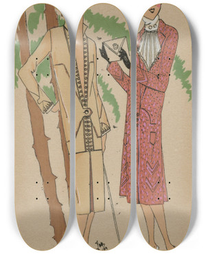 Triptych art skateboard deck of Gp Joumard Crations Martial Et Armand Au Fil De Lheure by G-P. Joumard (19-)