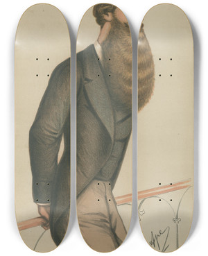 Triptych art skateboard deck of Carlo Pellegrini Politicians A Conservative Whip Lord Skelsmerdale 15 July 1871 by Carlo Pellegrini (1839-1889)