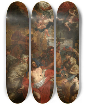 Triptych art skateboard deck of Godfried Maes The Martyrdom Of Saint George by Godfried Maes (1649-1700)