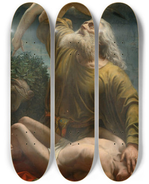 Triptych art skateboard deck of Italian School Sacrifice Of Isaac by Italian School (1800-1899)