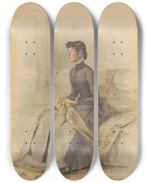 Triptych art skateboard deck of Thobald Chartran Vanity Fair Ladies The Marchioness Of Waterford September 1 1883 by Theobald Chartran (1849-1907)