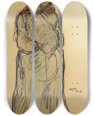 Triptych art skateboard deck of Isidre Nonell Gypsy Standing_2 by Isidre Nonell (1872-1911)
