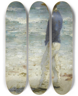 Triptych art skateboard deck of Henry Scott Tuke Looking Out To Sea by Henry Scott Tuke (1858-1929)