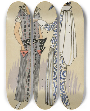 Triptych art skateboard deck of Gp Joumard Indpendance Cette Petite Robe by G-P. Joumard (19-)