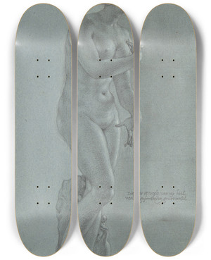 Triptych art skateboard deck of Peter Van Lint Venus De Medici View From The Front by Peter Van Lint (1609-1690)