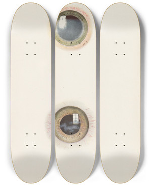 Triptych art skateboard deck of A Kirkpatrick Maxwell Plate Xiii A Drawing Of The Cornea In The Acute Stage Of Severe Burning B Drawing Of Cornea In The Stage Of Resolution After Severe Burning by A Kirkpatrick Maxwell (1884-1975)