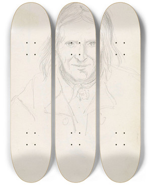 Triptych art skateboard deck of Adolph Tidemand Male Portrait_4 by Adolph Tidemand (1814-1876)