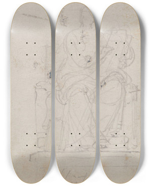 Triptych art skateboard deck of Nicaise De Keyser Figure Symbolising History by Nicaise De Keyser (1813-1887)