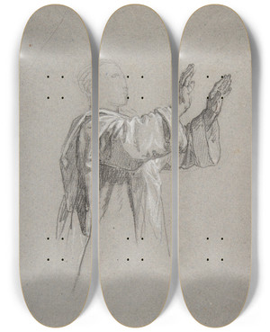 Triptych art skateboard deck of Isidore Pils Cleric With Raised Arms_1 by Isidore Pils (1815-1875)