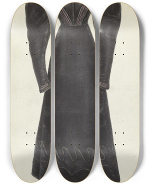 Triptych art skateboard deck of Bessie Forman Womans Dress by Bessie Forman