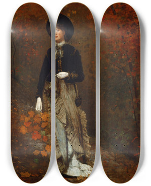 Triptych art skateboard deck of Winslow Homer Autumn by Winslow Homer (1836-1910)