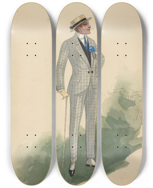 Triptych art skateboard deck of Will R Barnes Act Iiphyxit by Will R Barnes (1939)