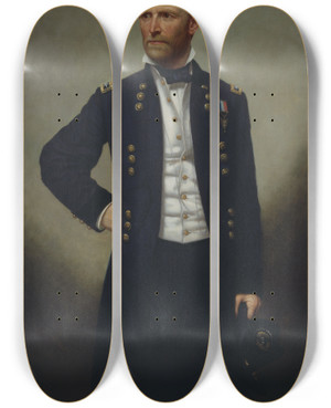 Triptych art skateboard deck of George Peter Alexander Healy William T Sherman by George Peter Alexander Healy (1813-1894)