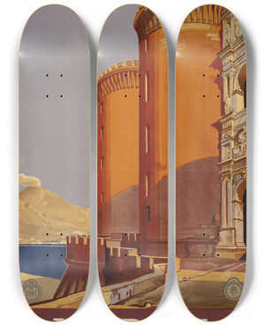 Triptych art skateboard deck of Novissima Napoli by Novissima
