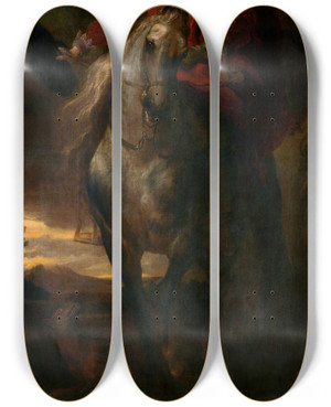 Triptych art skateboard deck of Anthony Van Dyck Equestrial Portrait by Anthony Van Dyck (1599-1641)