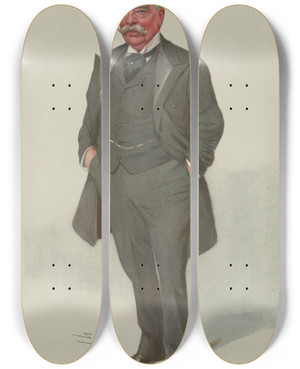 Triptych art skateboard deck of Leslie Matthew Ward Military And Navy Keeper Of The Crown Jewels General Sir Hugh Henry Gough February 15 1906 by Leslie Matthew Ward (1851-1922)