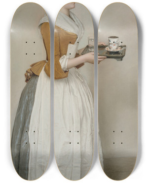 Triptych art skateboard deck of Jeanetienne Liotard The Chocolate Girl by Jean-Etienne Liotard (1702-1789) Triptych art skateboard deck of Jeanetienne Liotard The Chocolate Girl by Jean-Etienne Liotard (1702-1789)