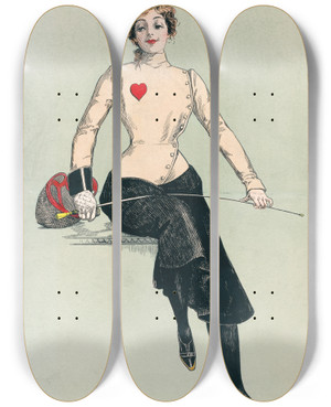Triptych art skateboard deck of George Reiter Brill Repos by George Reiter Brill (1867-1918)