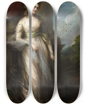 Triptych art skateboard deck of Thomas Gainsborough Georgianaduchess Of Devonshire by Thomas Gainsborough (1727-1788)