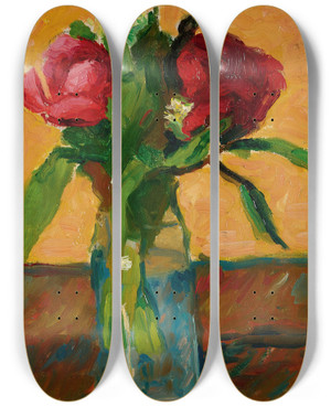 Triptych art skateboard deck of Albert Marquet Pivoines Dans Un Vase De Verre And Paris Rue Monge by Albert Marquet (1875-1947)