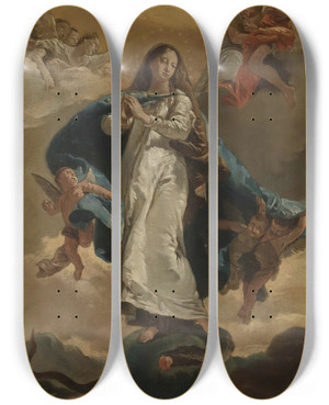 Triptych art skateboard deck of Giovanni Battista Tiepolo The Immaculate Conception by Giovanni Battista Tiepolo (1696-1770)