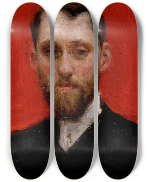 Triptych art skateboard deck of Julius Leblanc Stewart Portrait Of The Painter Charles Theriat by Julius Leblanc Stewart (1855-1919)