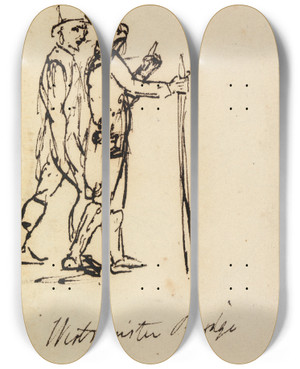 Triptych art skateboard deck of Benjamin Robert Haydon Westminster Bridge by Benjamin Robert Haydon (1786-1846)