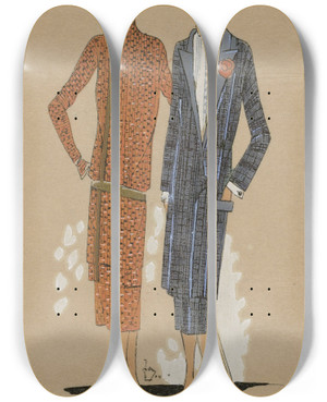 Triptych art skateboard deck of Gp Joumard Matin by G-P. Joumard (19-)