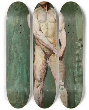 Triptych art skateboard deck of Nikolai Triik Seisev Meesakt by Nikolai Triik (1884-1940)