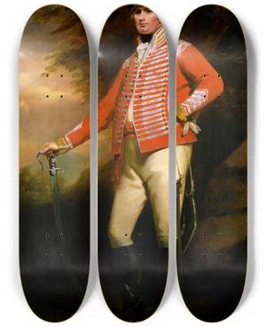 Triptych art skateboard deck of Sir Henry Raeburn Portrait Of Lieutenant Colonel William Shirriff Heics by Sir Henry Raeburn (1756-1823)