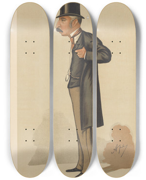 Triptych art skateboard deck of Carlo Pellegrini Military And Navy The Rule Of The Road At Sea Captain John Charles Ready Colomb March 26 1887 by Carlo Pellegrini (1839-1889)