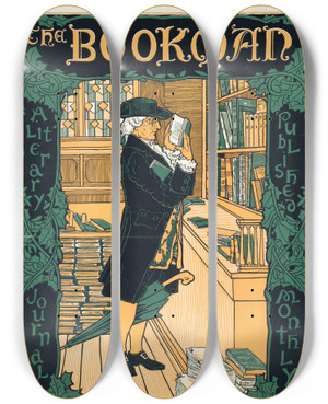 Triptych art skateboard deck of Louis Rhead The Bookman Christmas Number by Louis Rhead (1857-1926) Triptych art skateboard deck of Louis Rhead The Bookman Christmas Number by Louis Rhead (1857-1926)